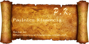 Paulnics Klemencia névjegykártya